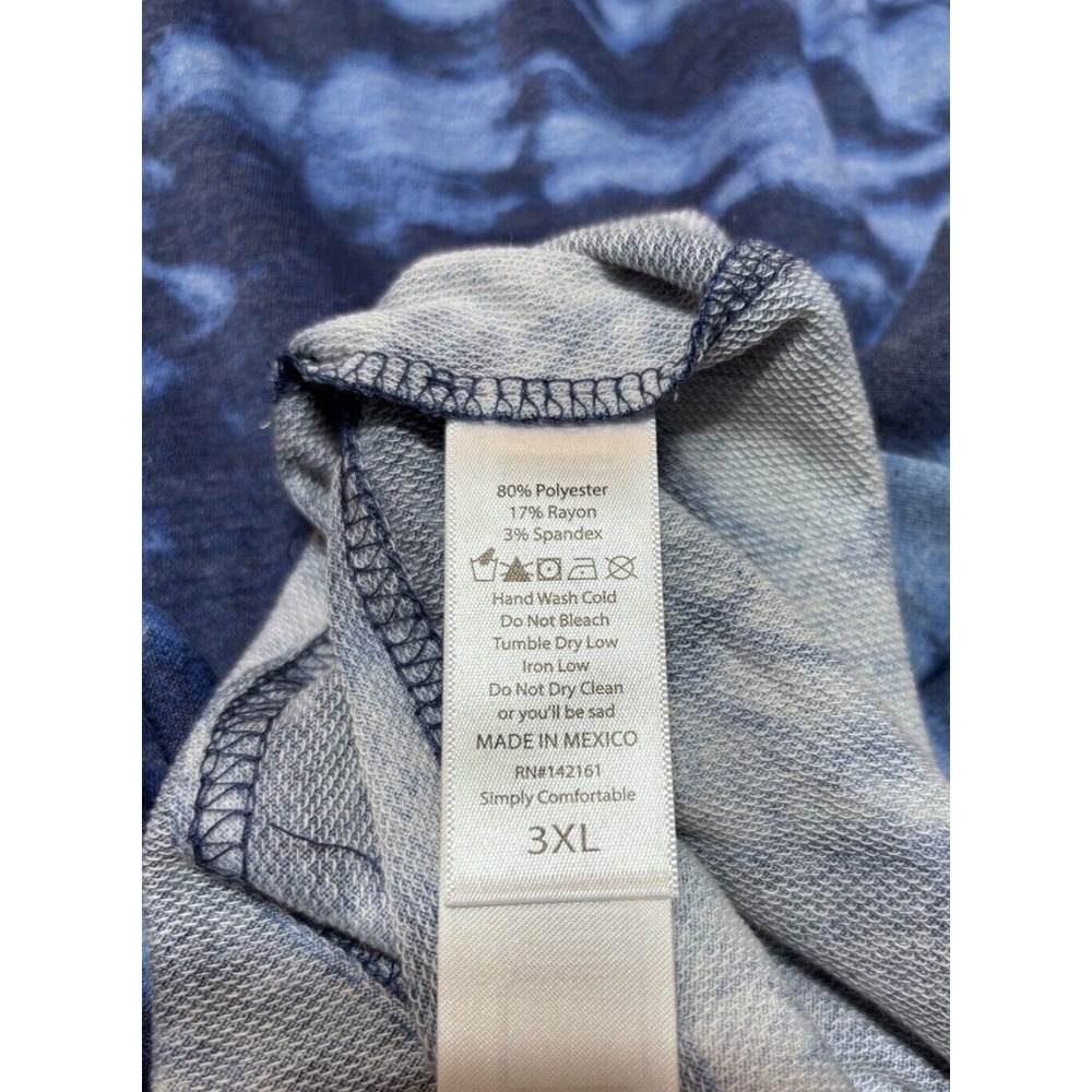 LuLaRoe Womens‎ Top Size 3XL June Ruffle Hem Rayon Blend Dark Blue Tie Dye NWT - Picture 3 of 4